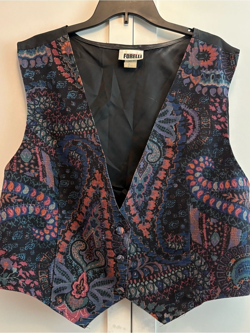 Vintage 90s Forelli Tapestry Vest - Linen Cotton Paisley Waistcoat - Made in USA